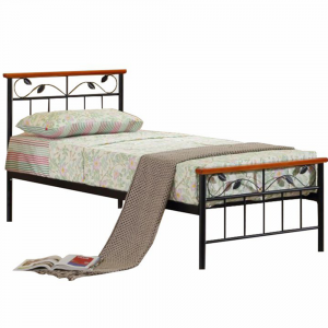 ágy lemezes ágyráccsal, cseresznyefa / fém, 90x200, MORENA, raktári